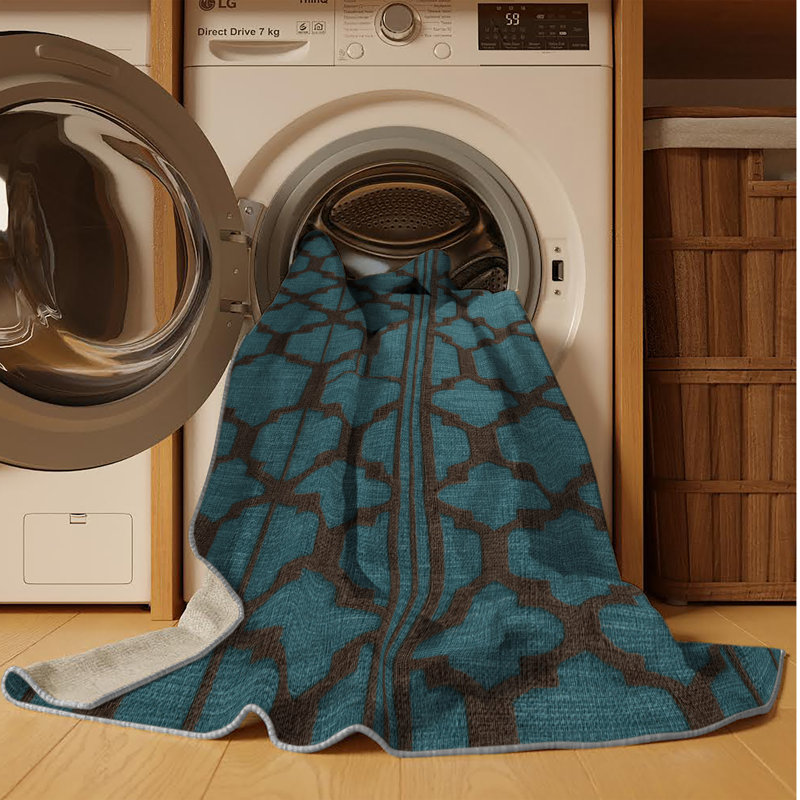 Tapis vert en treillis lavable à la machine, Rond 4 pi