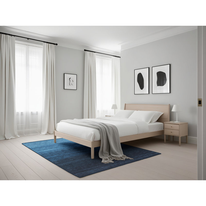 Tapis contemporain noir / bleu, Rectangle 5 pi x 7 pi