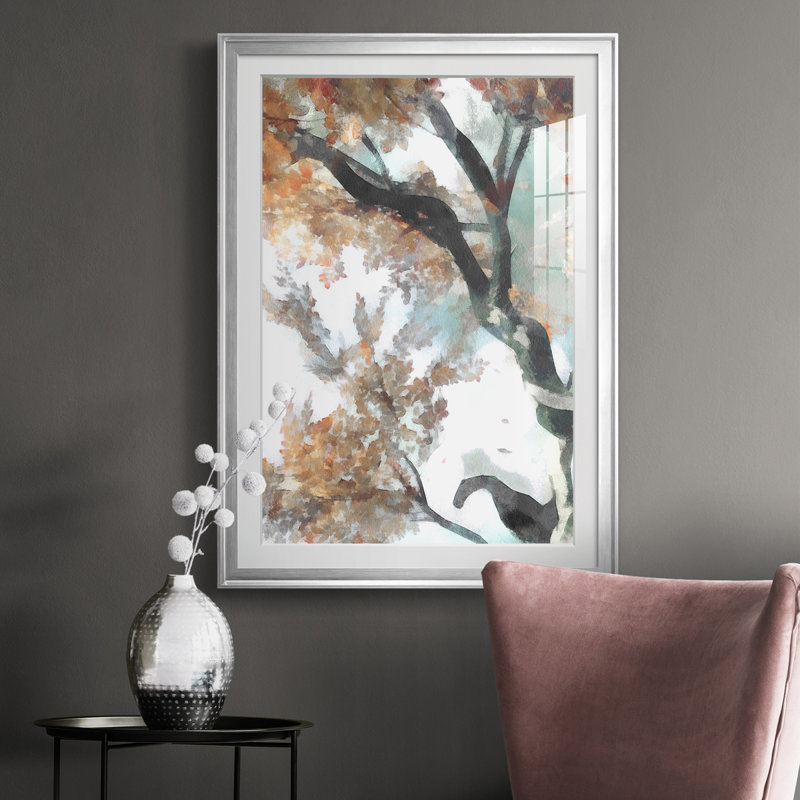 Arbre d'automne II - reproduction de cadre photo, H 24,5 po x l 18,5 po x P 1 po, Cadre argenté