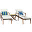 Chaise longue inclinable en acacia avec coussins et table de 28 po MOVICO