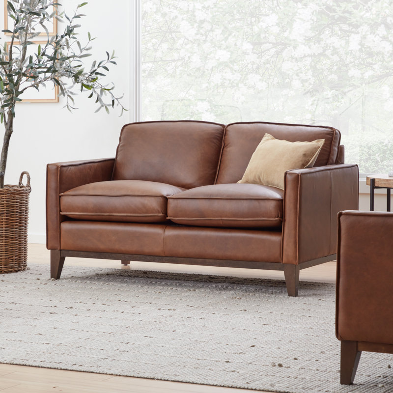 Cascades Upholstered 59'' Loveseat, Mocha Genuine Leather
