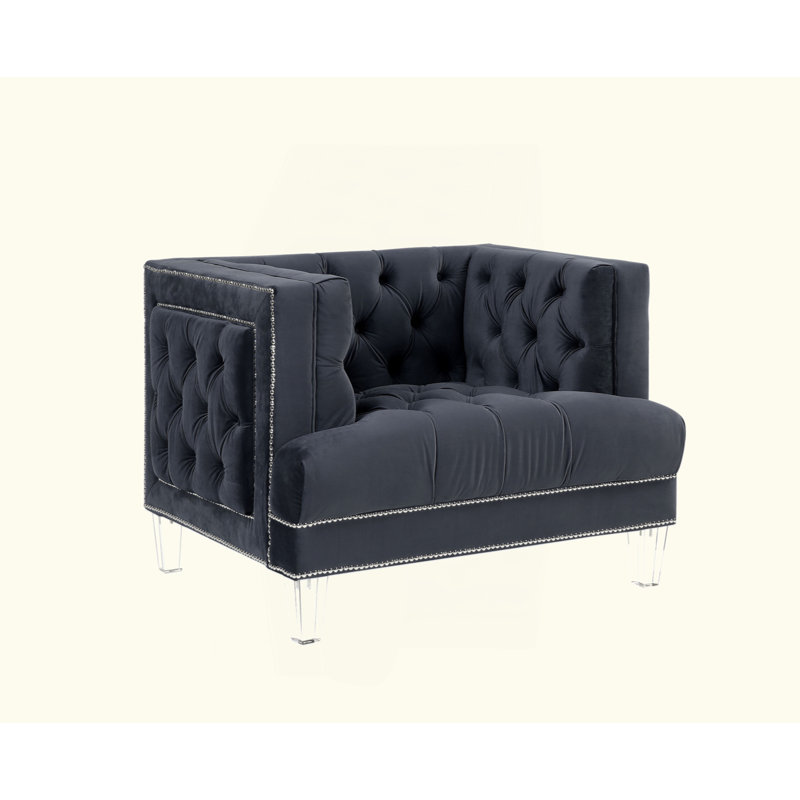 Chaise en velours, Gris anthracite