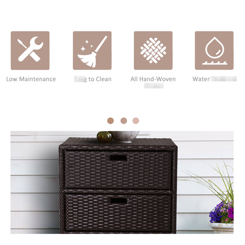 Outdoor Pool Towel Organizer With 3 - Brown Pe Cabinet For Storage Weather Resistance