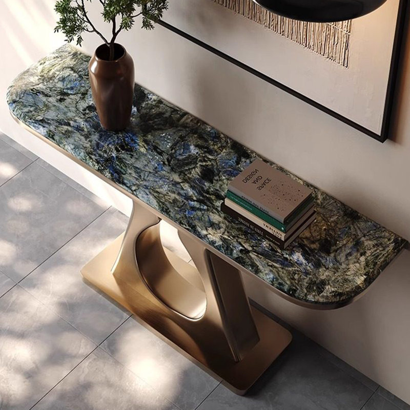 Console légère en pierre frittée de style luxueux, H 33,4 po x l 59 po x P 13,7 po