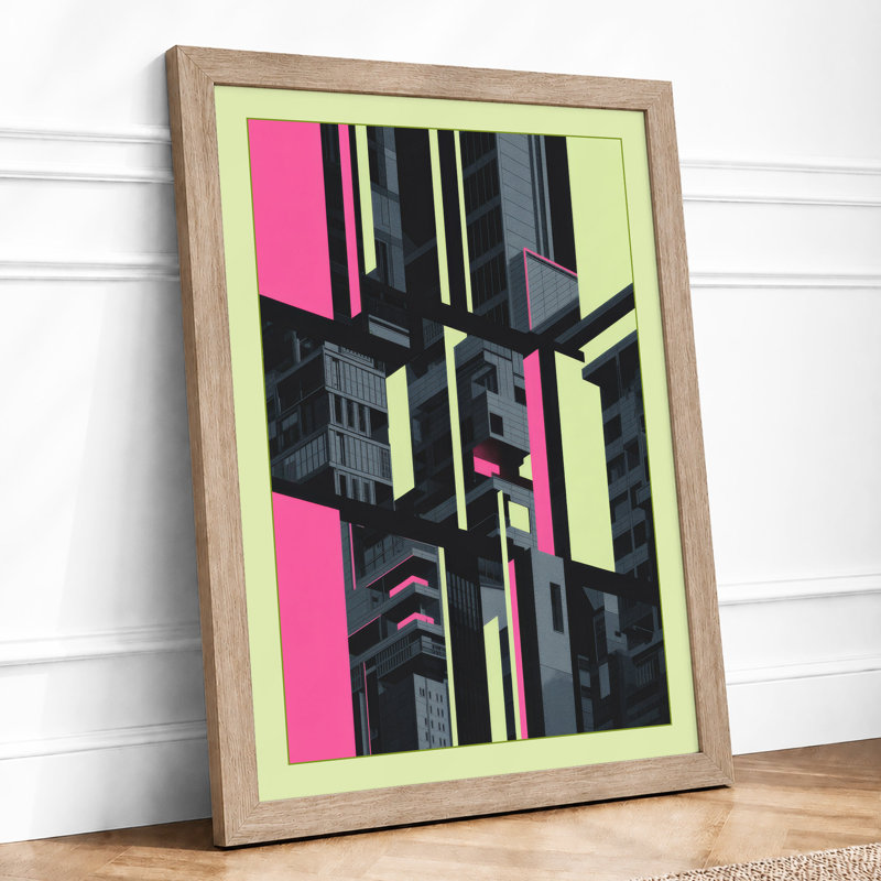 Fragmented City Industrial - Framed Print, A3 - 42.0 x 29.7 cm, Oak
