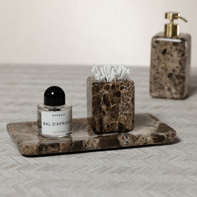 Marble Bathroom Vanity Jar, Dark Brown Marrón Emperador