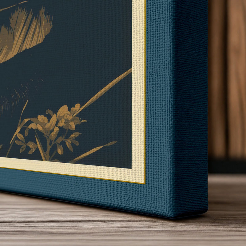 Panda Portrait Japandi 1 Piece Wrapped Canvas Wall Art, 30x20 - 76.2 x 50.8 cm, Teal Border