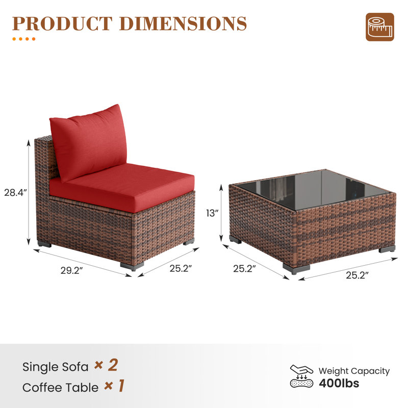 2-Person Outdoor Seating Group With Cushions, Burgundy