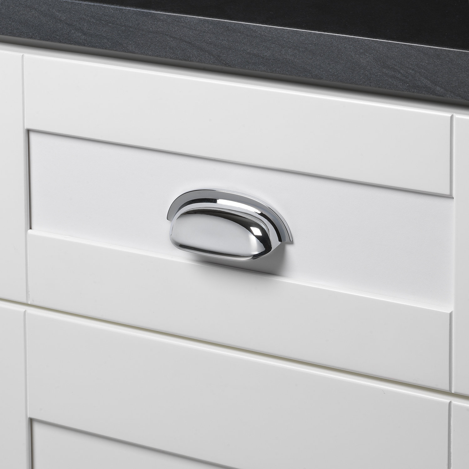 Cup Bin Cabinet Pull, Polished Chrome