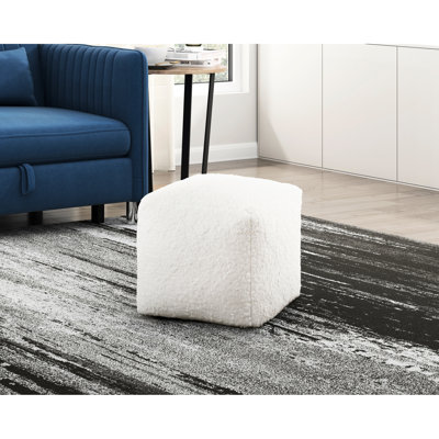Repose-pieds carré en fausse fourrure antidérapant, avec fermeture à glissière, capacité de poids de 300 lb, pouf moderne, marque