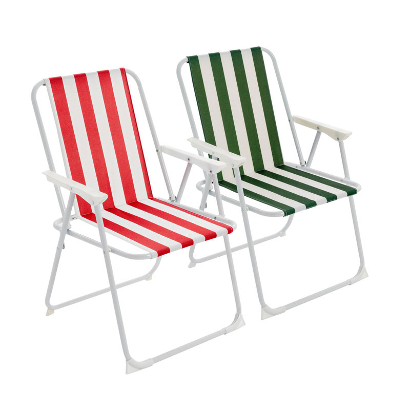 Folding Metal Beach Chairs - Stripe, Red/Green