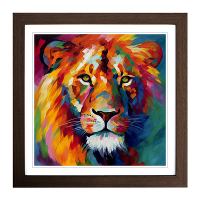 Lion Fauvism No.2 - Single Picture Frame Print on Wood
