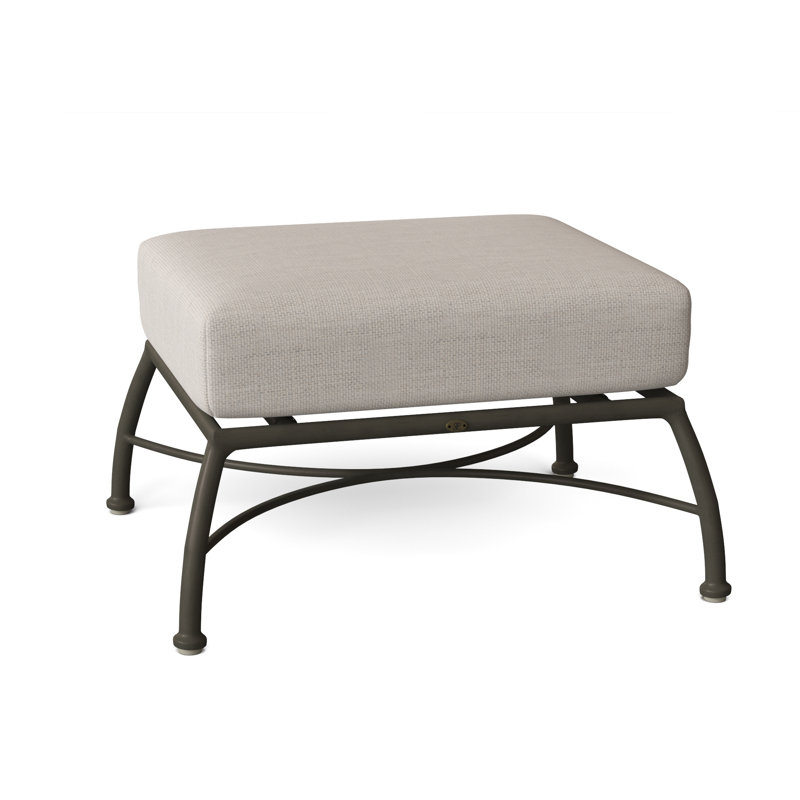 Majorca Outdoor Ottoman with Cushion, Dove Sunbrella® Linen, Welt