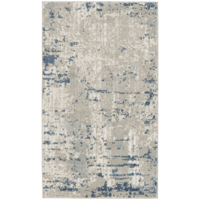 Alsup Abstract Modern Machine Woven Area Rug in Blue/Gray, Rectangle 2'2" x 3'9"