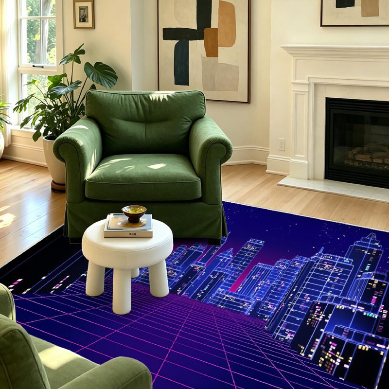Tapis d'intérieur rétro clair et lavable à la machine, Rectangle 55 po x 79 po