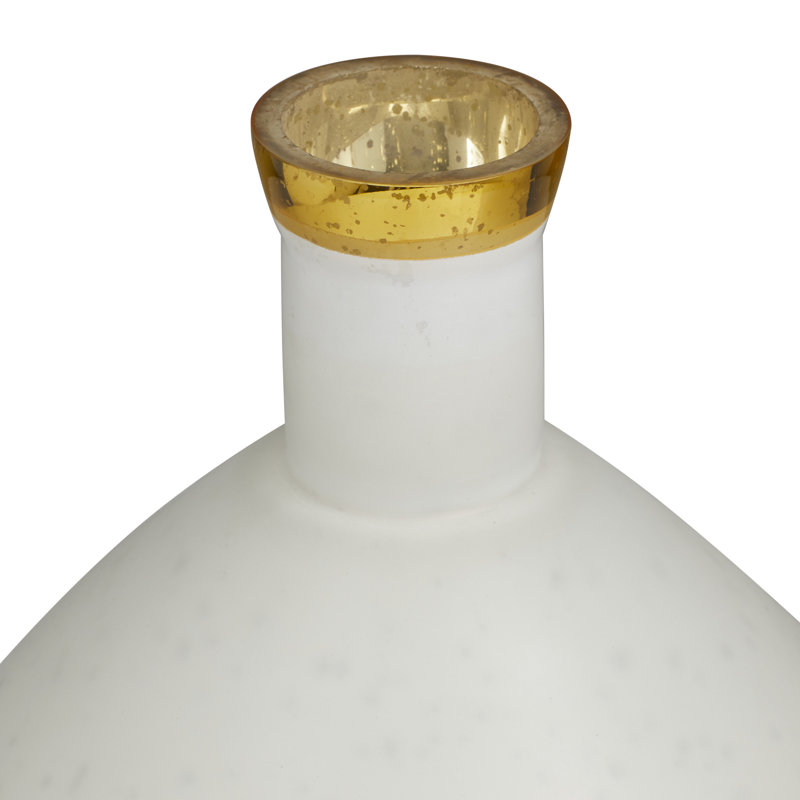 Arniyah Hand-Blown Glass Table Vase, White/Gold