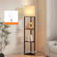 159cm Modern Polygon Floor Lamp with 3 Layers, Storage Light Shelf for Bedroom and Study, Pull Chain