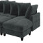 Canapé modulaire rembourré en L de 83 po avec amplement d'espace de rangement, lit convertible avec repose-pieds mobile et six coussins décoratifs en forme de L-2049868436