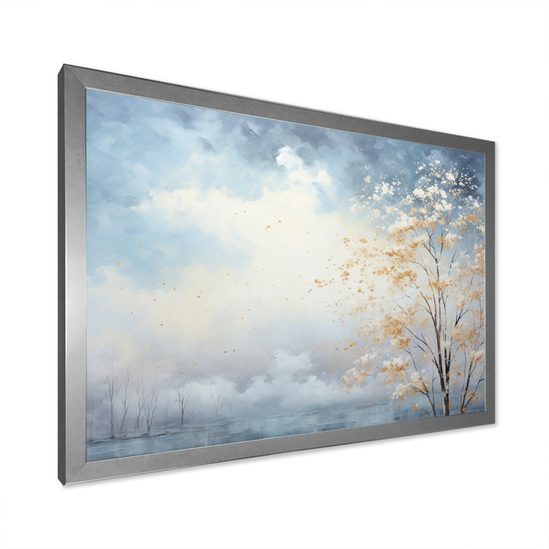 «Clouds Canopy Pointillism Landscape II», impressions sur toile, Cadre photo argenté, H 16 po x l 32 po x P 1 po