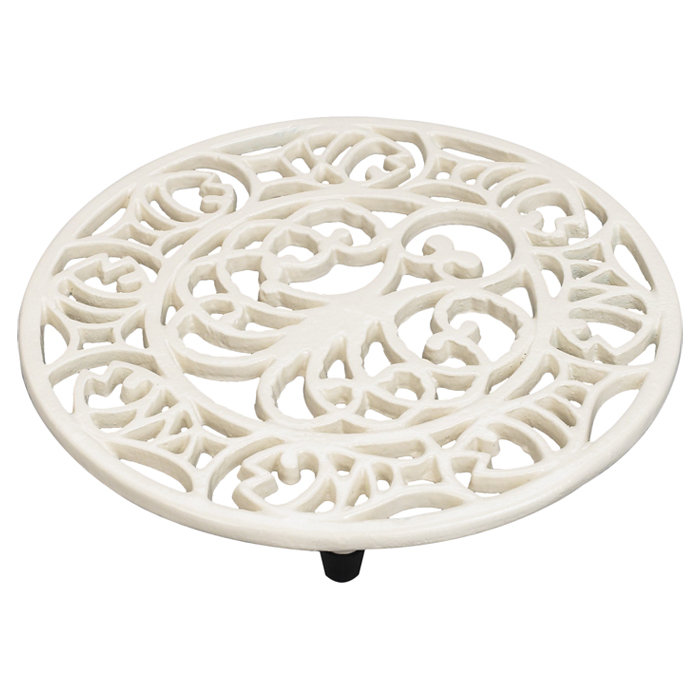 Metal Round 1 Piece Trivet, Champagne