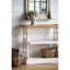 Console 35,5 po x 14 po x 32 po en bois vieilli blanc et naturel, console de style champêtre