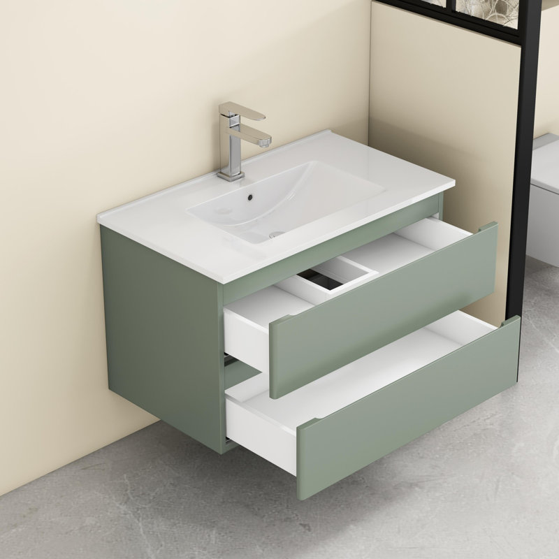 Meuble-lavabo mural 32 po, Vert sauge