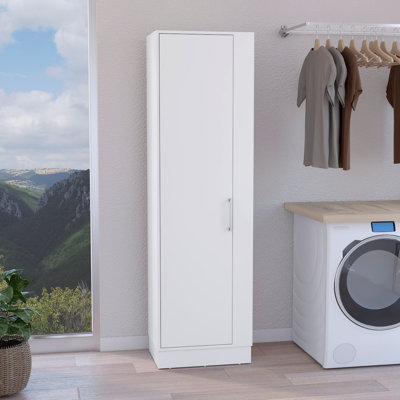 Armoire de rangement, une porte et des tablettes