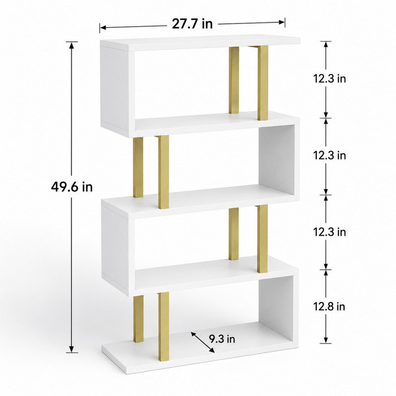 Tablette cloison ouverte à 4 niveaux Bridgeview, White/Gold