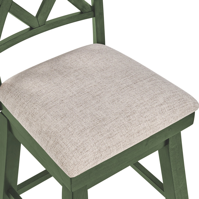 Tabouret de bar en bois massif Modern Farmhouse, Green, 4