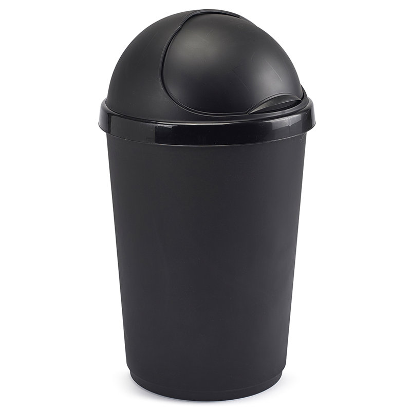 Whitefurze Plastic Rubbish Bin, 50L, 55cm H  x 40cm W  x 40cm D, Black