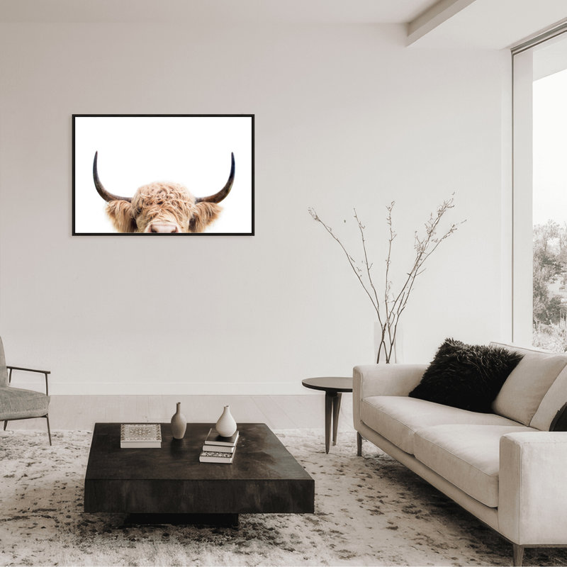 Nature Inspired Peeking Cow by  - Picture Frame Photograph on Paper, 24" H x 36" W x 1.5" D, Wrapped Canvas, Does Not Apply