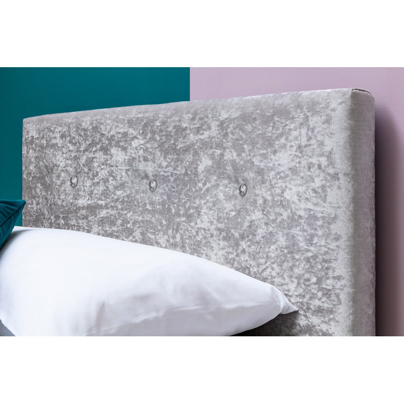 Jessamine Upholstered Bed, Single (3'), Crushed Silver, Memory Foam