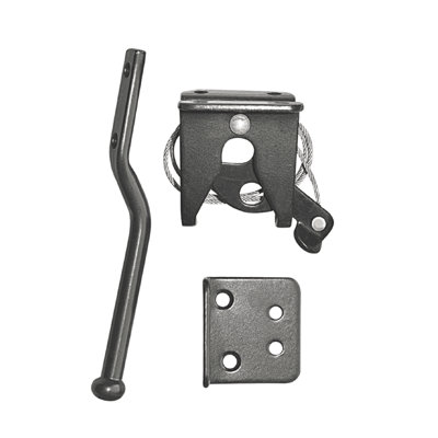 Nuvo Iron - Spring-Loaded Latch and Catch with Cable & Ring | Black Galvanized Steel