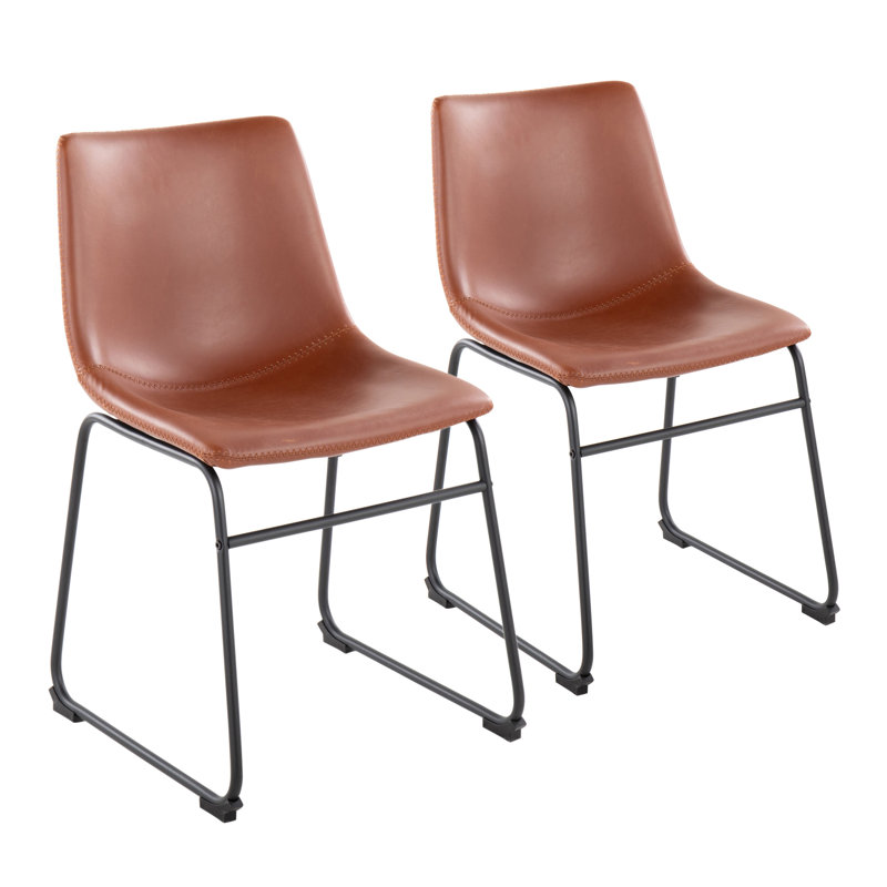 18.75'' H Faux Leather Upholstered Side Chair, Cognac