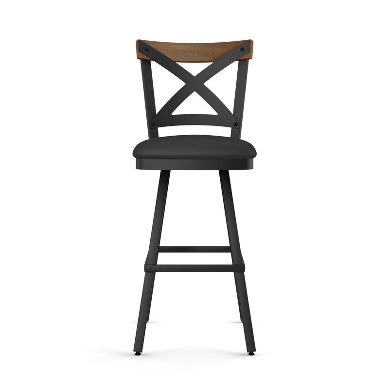 Karsten Swivel Counter and Bar Stool, Counter Stool (26.5" Seat Height), Brown Wood