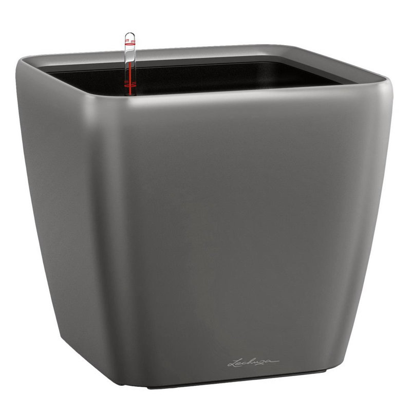 Quadro Premium Pot Planter, 40cm H x 43cm W x 43cm D, Charcoal Metallic