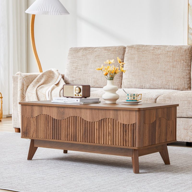 39.4" Lift Top Coffee Table with Storage, Brown