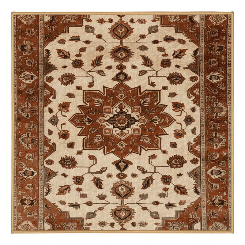 Machine Washable Persian Brown Area Rug, Square 7'