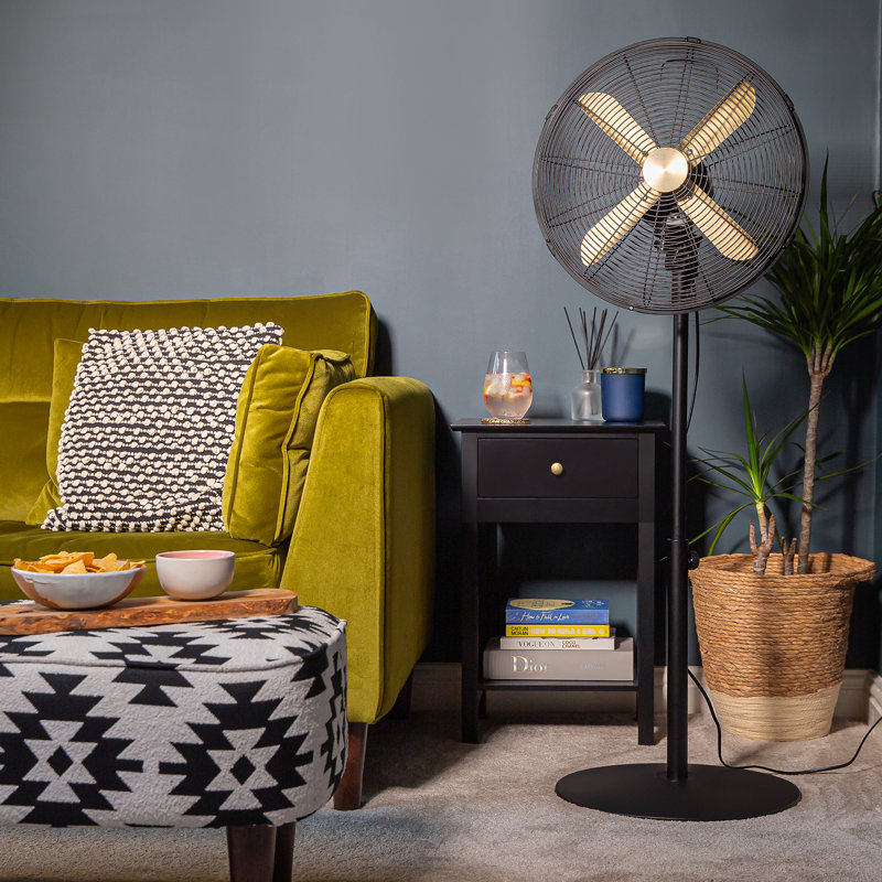 Russell Hobbs 16” Scandi Pedestal Fan, Matte Black/Brushed Gold
