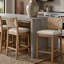 Tabourets de bar 26 po en lin avec dossier tissé et structure en bois
