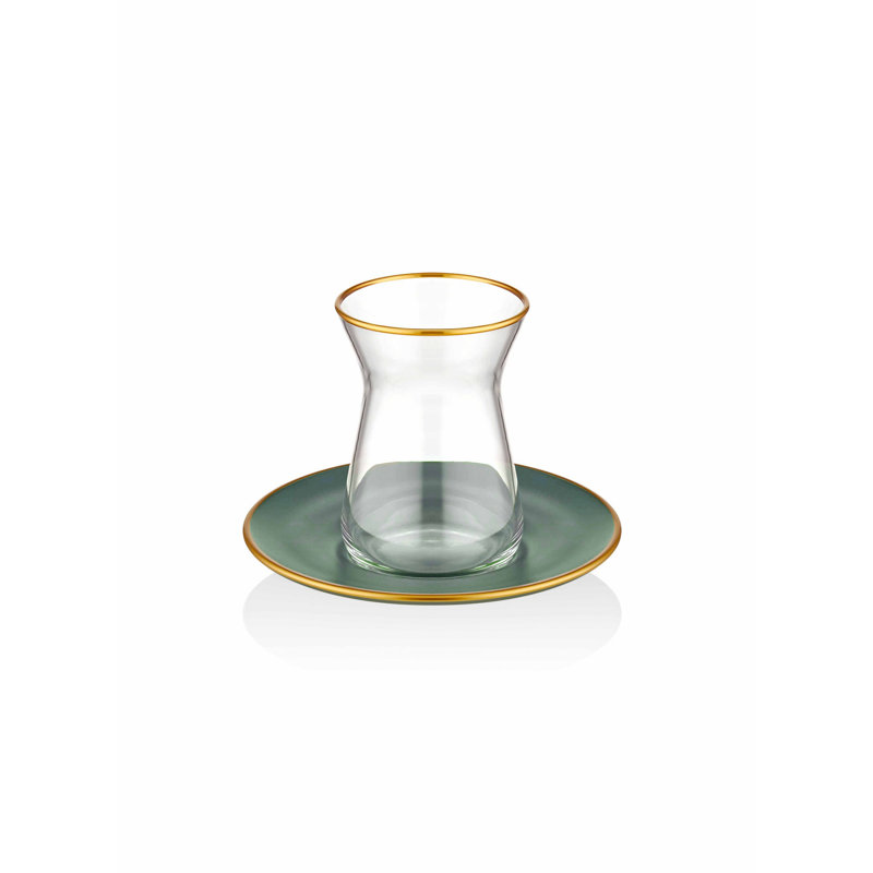 Ensemble de 6 oz 5 pièces Andre Ensemble verre à thé / verre à café, Or / vert