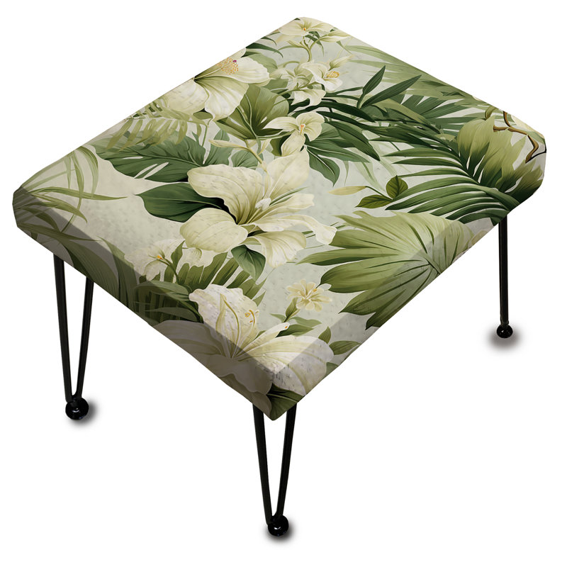 Neutral Oasis Iii Tropical Pattern - Tropical Rectangle Ottoman