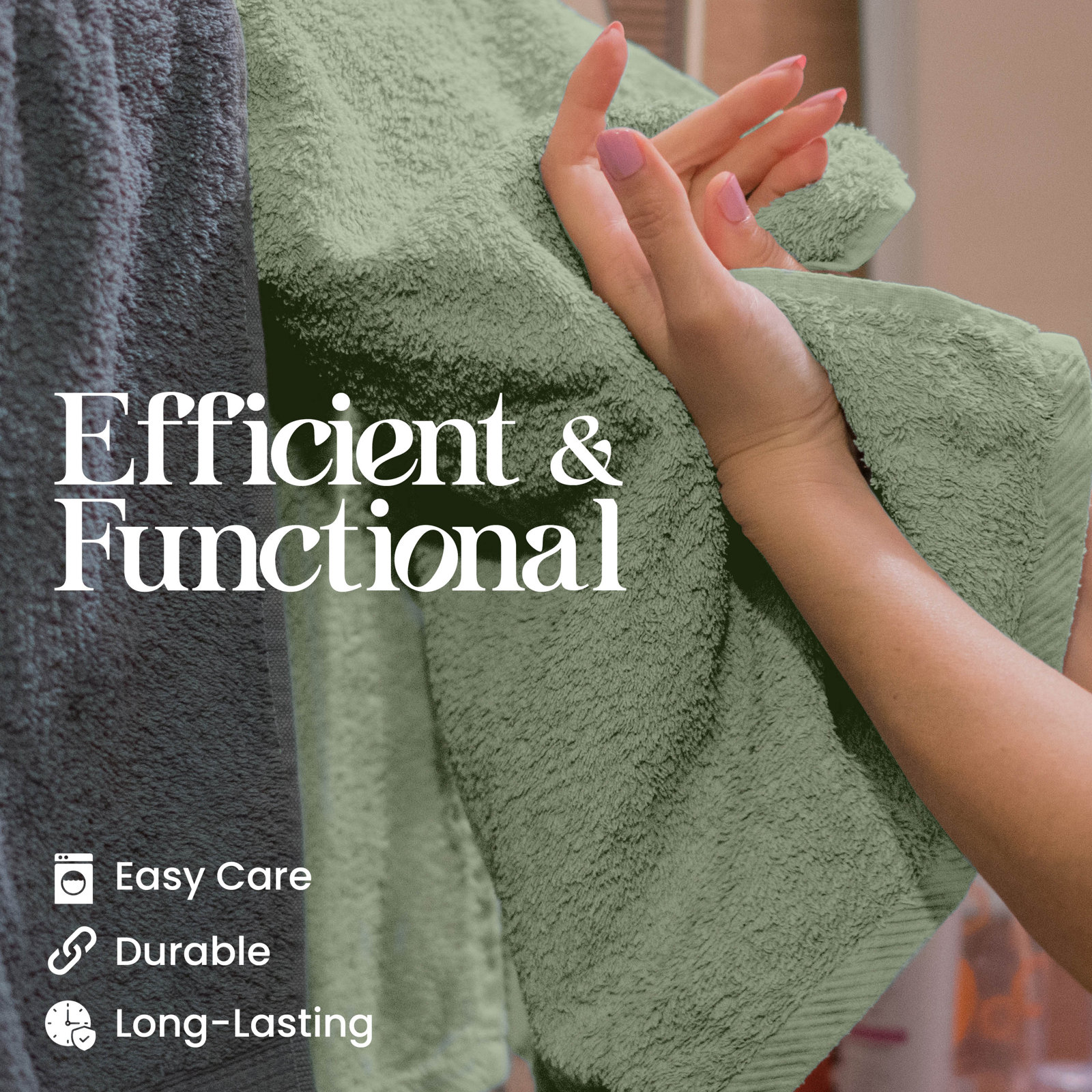 Essentials 6-Piece Bath Towel Set, Basil