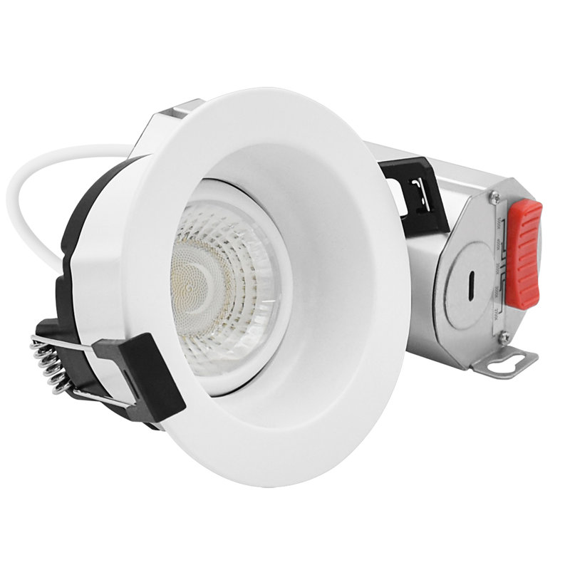 LuxRITE 3 po Lumière DEL à cardan régressé, 5CCT 2700K-5000K, 9W, 750LM, projecteur de plafond rotatif à 360º + 30º, à intensité variable, CRI90, classé IC, répertorié ETL