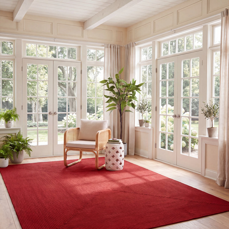 Tapis d'intérieur / extérieur de couleur unie tissé à la main Kemarion Performance, Ovale 5 pi x 8 pi
