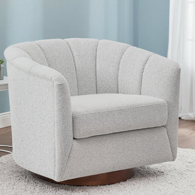 Chaise d'appoint pivotante ivoire Elegance avec base en bois et tissu de qualité supérieure