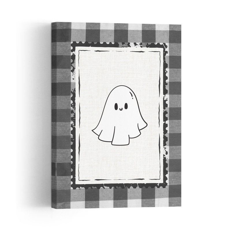 Friendly Ghost Halloween Abstract Contemporary Wall Art Print 1 Piece Wrapped Canvas Wall Art, 45.72cm H x 30.48cm W