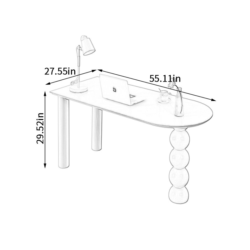 Bureau d'écriture French Rocky, H 29,52 po x l 55,11 po x P 27,55 po, Blanc