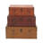 Cantrell Wood Nesting Upholstered Decorative Brown Trunk with Vintage Accents and Studs Set