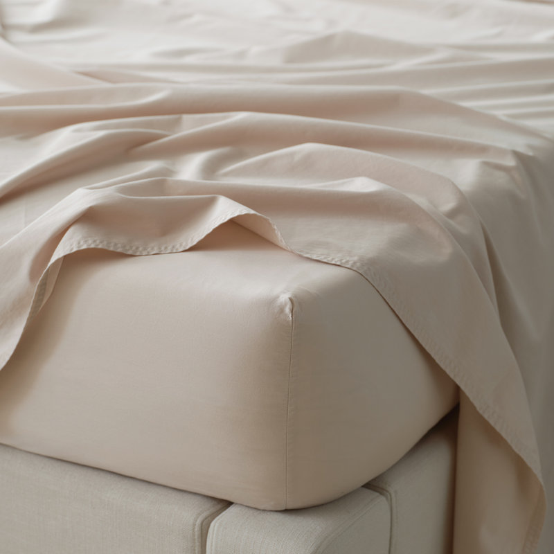 Double Stitch 100% Cotton Sheet Set, Oat, California King Sheet Set with 2 Pillowcases